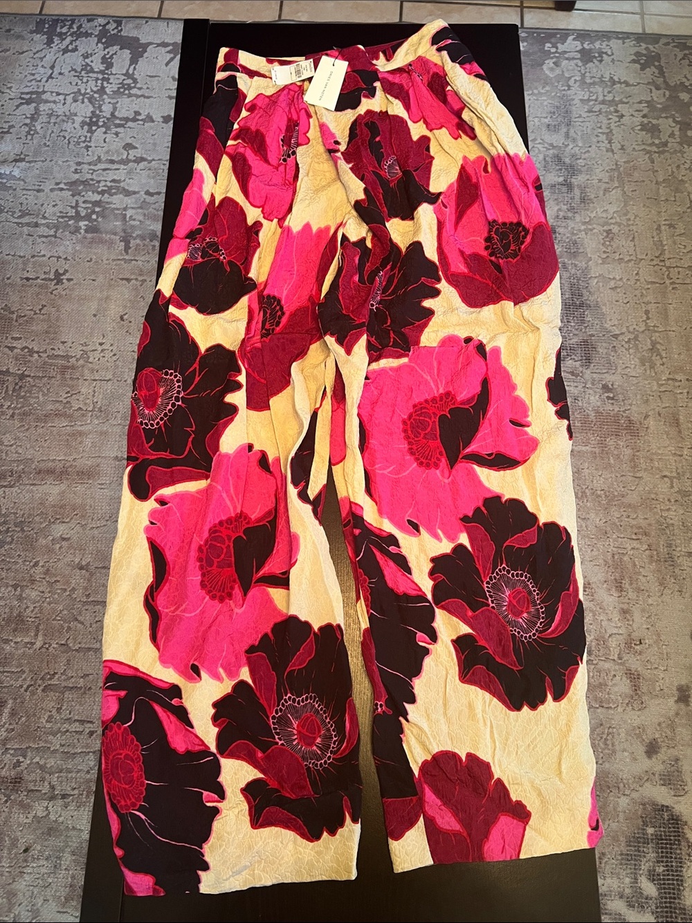 Dries Van Noten Wide-Leg Floral Pants in Pink, Magenta & Cream